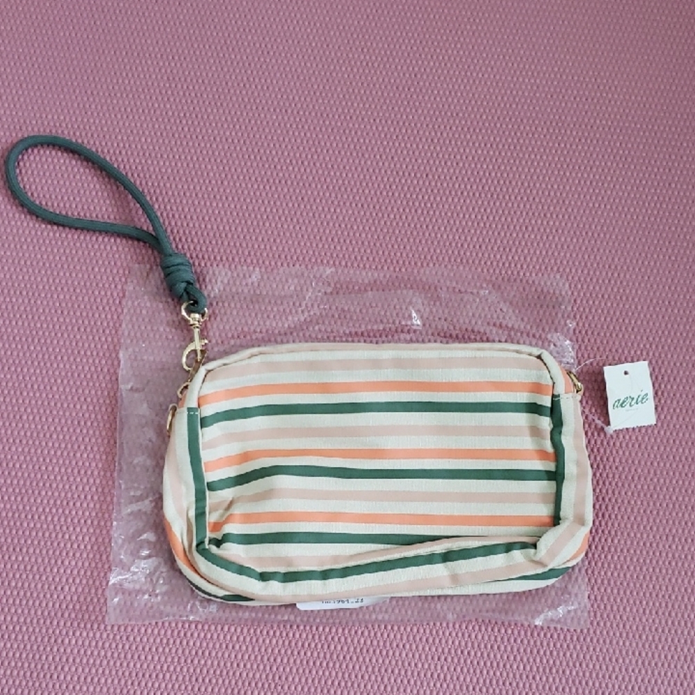 Aerie Striped Clutch / Makeup Bag